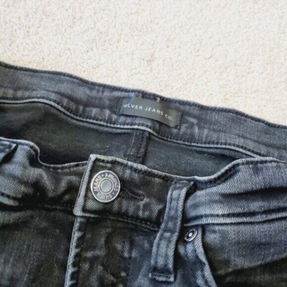 Silver Not Your Boyfriend's Shorts Charcoal Grey Raw Hem Denim Shorts 29 - Picture 6 of 7